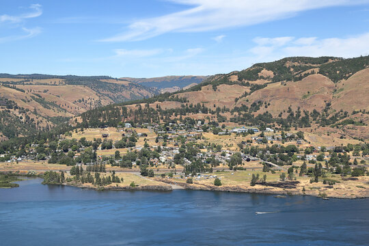 The town of Lyle on the Columbia River, Washington.