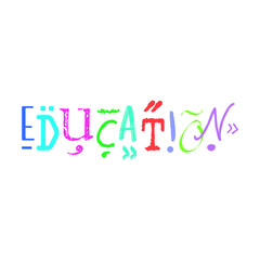 education logo on white background. education word with different writing styles. education logo