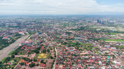 Aerial View Vientiane Capital of Laos Asia