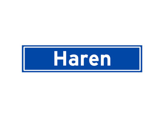 Haren isolated Dutch place name sign. City sign from the Netherlands.