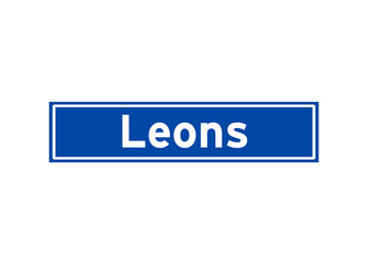 Leons isolated Dutch place name sign. City sign from the Netherlands.