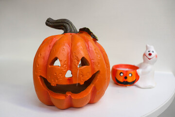 halloween pumpkin isolated on white background and space for text 