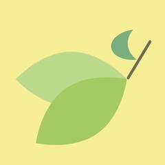 Leaflets, icon. Vector illustration. Ecology theme. For postcards, signs, posters. Healthy lifestyle. Agriculture and vegetable garden. Eco products.