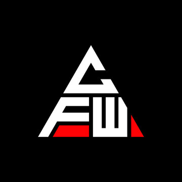 CFW triangle letter logo design with triangle shape. CFW triangle logo design monogram. CFW triangle vector logo template with red color. CFW triangular logo Simple, Elegant, and Luxurious Logo. CFW 