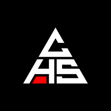 CHS triangle letter logo design with triangle shape. CHS triangle logo design monogram. CHS triangle vector logo template with red color. CHS triangular logo Simple, Elegant, and Luxurious Logo. CHS 