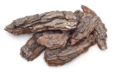 Pieces of brown bark.