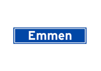 Emmen isolated Dutch place name sign. City sign from the Netherlands.