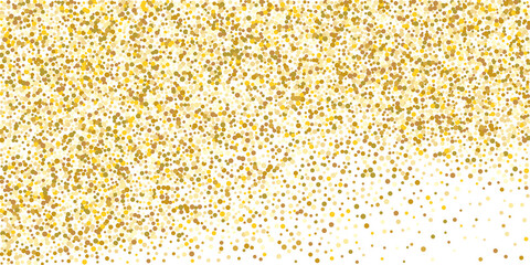 Golden  point confetti on a white background. Luxury festive background. Decorative element. Element of design. Vector illustration, EPS 10.