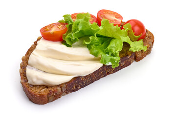 Cream cheese sandwich, isolated on white background. High resolution image.