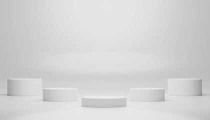 3d render of minimal display podium design for mock up and product presentation. Pedestal stage with white marble color scene. Trendy design for mock up and web banner.