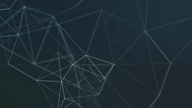 Digital plexus background. Abstract wave with connected dots and lines. Network connection structure. 3D rendering