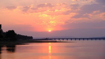 sunset over the river