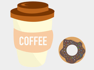 Coffee glass, cardboard cup, recycle, coffee, hot drink and donut