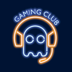 Neon vector logo of the gaming club