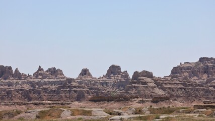 Fototapeta premium A View of the Landscape and Rock Formations in the Badland National Park in South Dakota