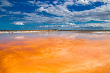 Phetchaburi Salt flats Naklua, farms and farmers collecting salt in Phetchaburi, Thailand