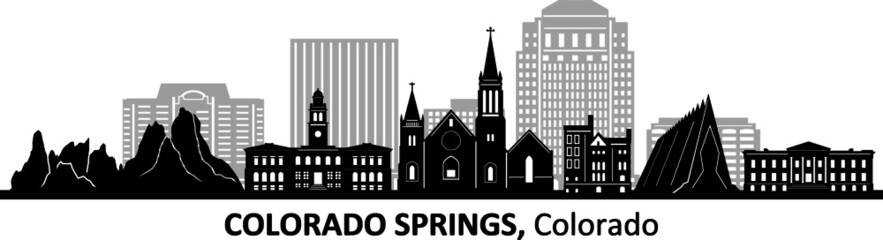 COLORADO Springs Colorado USA City Skyline Vector
 - obrazy, fototapety, plakaty