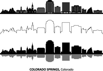 COLORADO Springs Colorado USA City Skyline Vector
