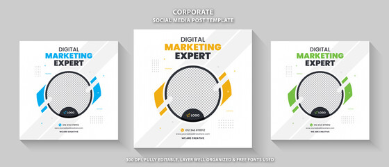 Creative Unique Corporate Social Media Post Banner Template, Digital Marketing Post Banner