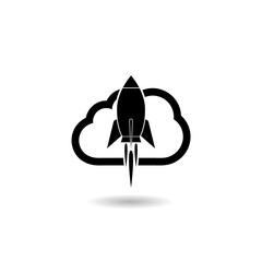 Space exploration simple isolated icon with shadow