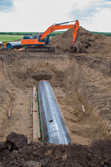 Construction works for laying the pipe.