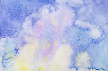 Fototapeta premium hand-drawn watercolor illustration of abstract blue paint stains