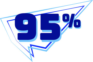 95% balloon. Discount, promotion or sale tags, blue balloon concept.