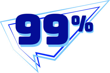 Fototapeta premium 99% balloon. Discount, promotion or sale tags, blue balloon concept.