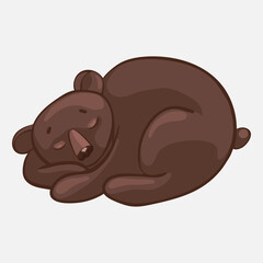 cute sleeping bear cub, forest animal lying and resting, cartoon, stylized vector graphics

