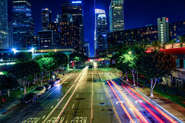 Fototapeta na wymiar Downtown Los Angeles night skyline