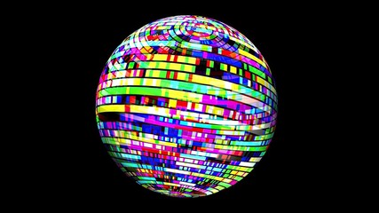 Colorful  pixels on rotating sphere