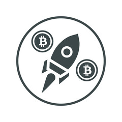 Bitcoin rocket icon (currency icon) Circle version icon