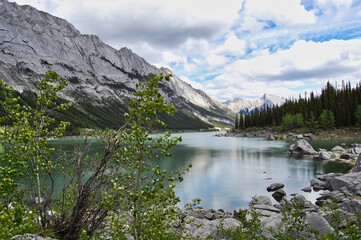 Lake Backed by Mountains near Jasper Canada