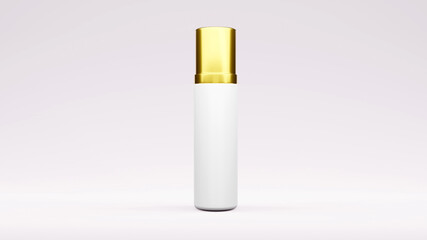 White and Golden color  bottle package 3D rendering