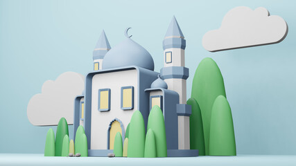 mosque Islamic display 3d illustration 3D rendering