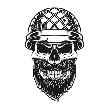 bearded skull soldier vector illustration