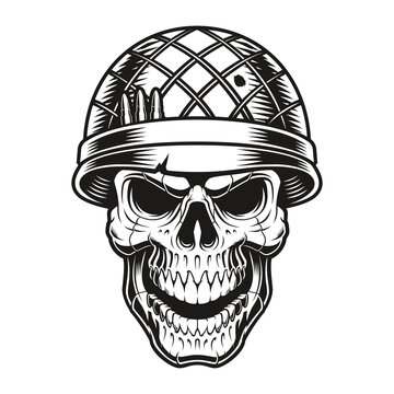 vector illustration of a soldier skull