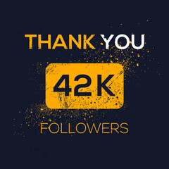 Creative Thank you (42k, 42000) followers celebration template design for social network and follower ,Vector illustration.