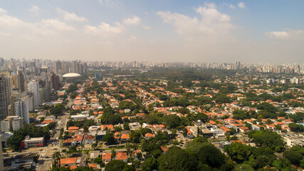 Aerial view of São Paulo, in the neighborhood of Jardim Paulista. Av. Brasil and Ibirapuera Park