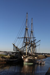 Salem Maritime National Historic Site, Salem, Massachusetts with the tall-ship Friendship of Salem .