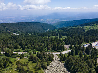 Fototapeta na wymiar Aerial view of Morenite (Moraines) - Stone river at Vitosha Mountain, Bulgaria