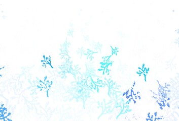 Light BLUE vector doodle pattern with sakura.