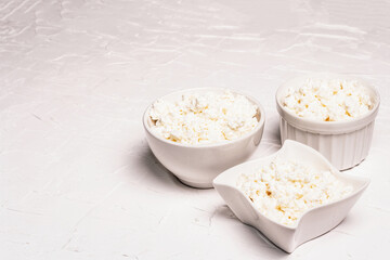 Cottage cheese in a ceramic bowl