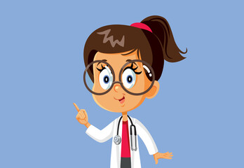 Little Girl Wearing a Doctor Costume and a Stethoscope