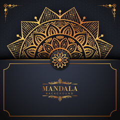 Luxury mandala background with golden arabesque pattern Arabic Islamic east style. Decorative mandala for print, poster, cover, brochure, flyer, banner, and your desired ideas. Mandala for Henna.