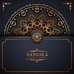 Luxury mandala background with golden arabesque pattern Arabic Islamic east style. Decorative mandala for print, poster, cover, brochure, flyer, banner, and your desired ideas. Mandala for Henna.