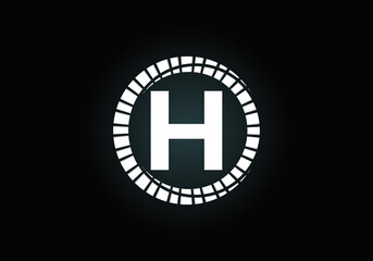 Obraz premium Initial H monogram letter alphabet in an abstract sunburst circle. Font emblem. Sunburst icon sign symbol. Modern vector logo design for business and company identity.