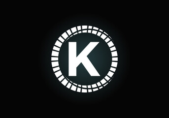 Initial K monogram letter alphabet in an abstract sunburst circle. Font emblem. Sunburst icon sign symbol. Modern vector logo design for business and company identity.