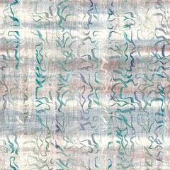 Seamless pastel batik pattern swatch for print with abstract hand drawn motifs. High quality illustration. Sophisticated streaky texture that resembles traditional asian fabric painting techniques. 