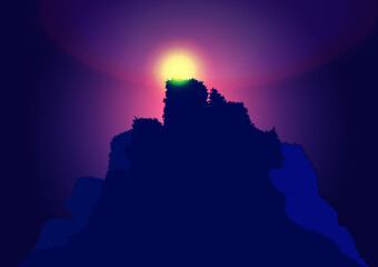 Obraz premium silhouette of castle on the sunset